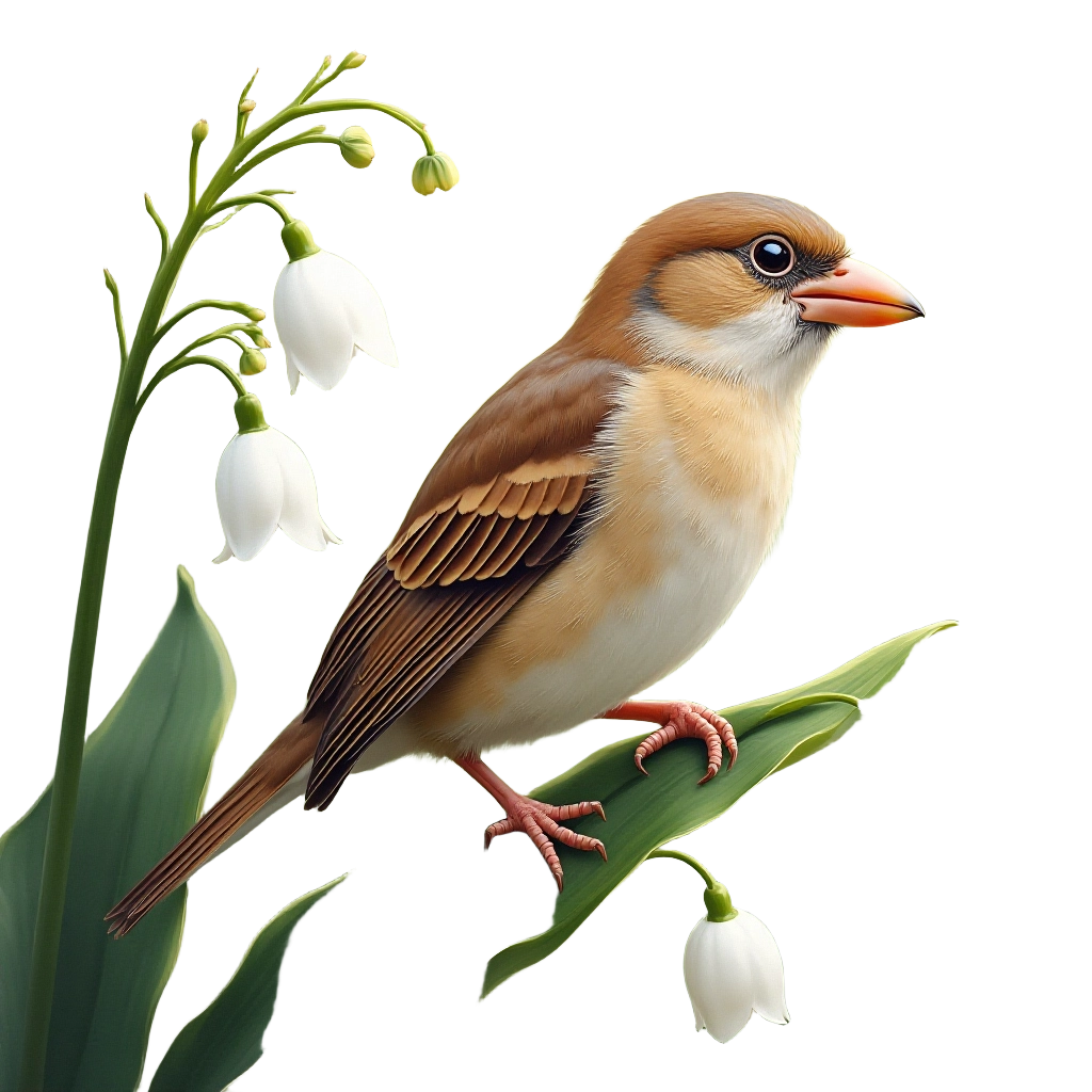 Bird on Lily of the Valley